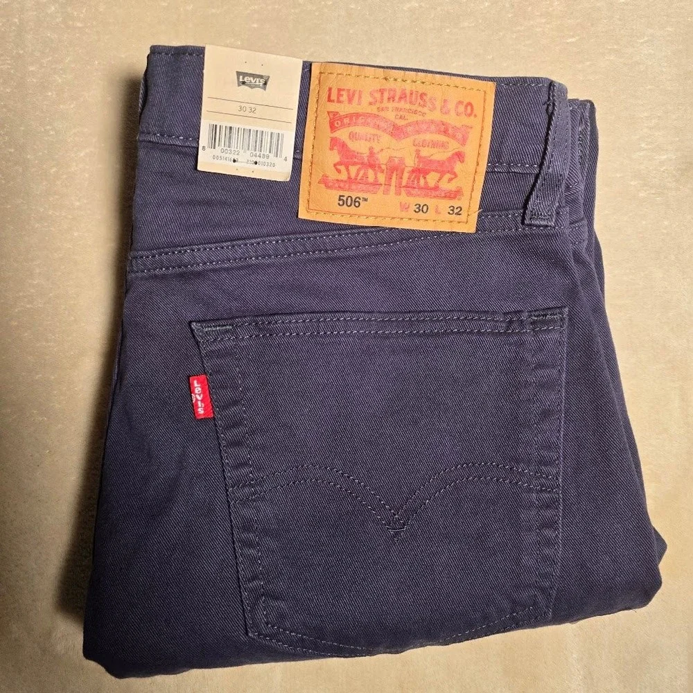 Levis 506 Comfort Straight Gray High Stretch Flex Jeans Mens 30x32 NWT 1126